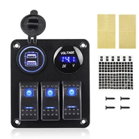 Panel de interruptor de 3 entradas, voltímetro Digital impermeable de 12 ~ 24V, 4.8A, puerto USB Dual, salida, Panel de interruptor combinado, accesorios para barco y coche