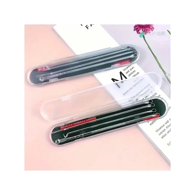 Stainless Steel Acne Needle Set for Removing Blackheads, Acne, and Pimples, Cell Clip, Acne Needle, Acne Clip, 4-Piece Set