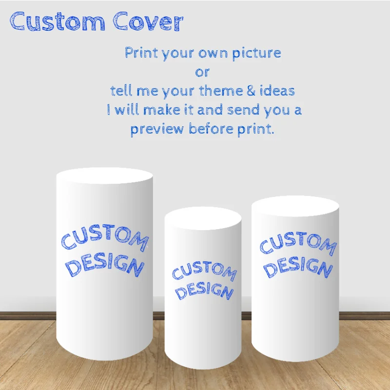 

Personalized Custom Logo Spandex Cover for Pedestal Stand,Stretch Cylinder Plinths Backdrop for Wedding Decoration Party Props