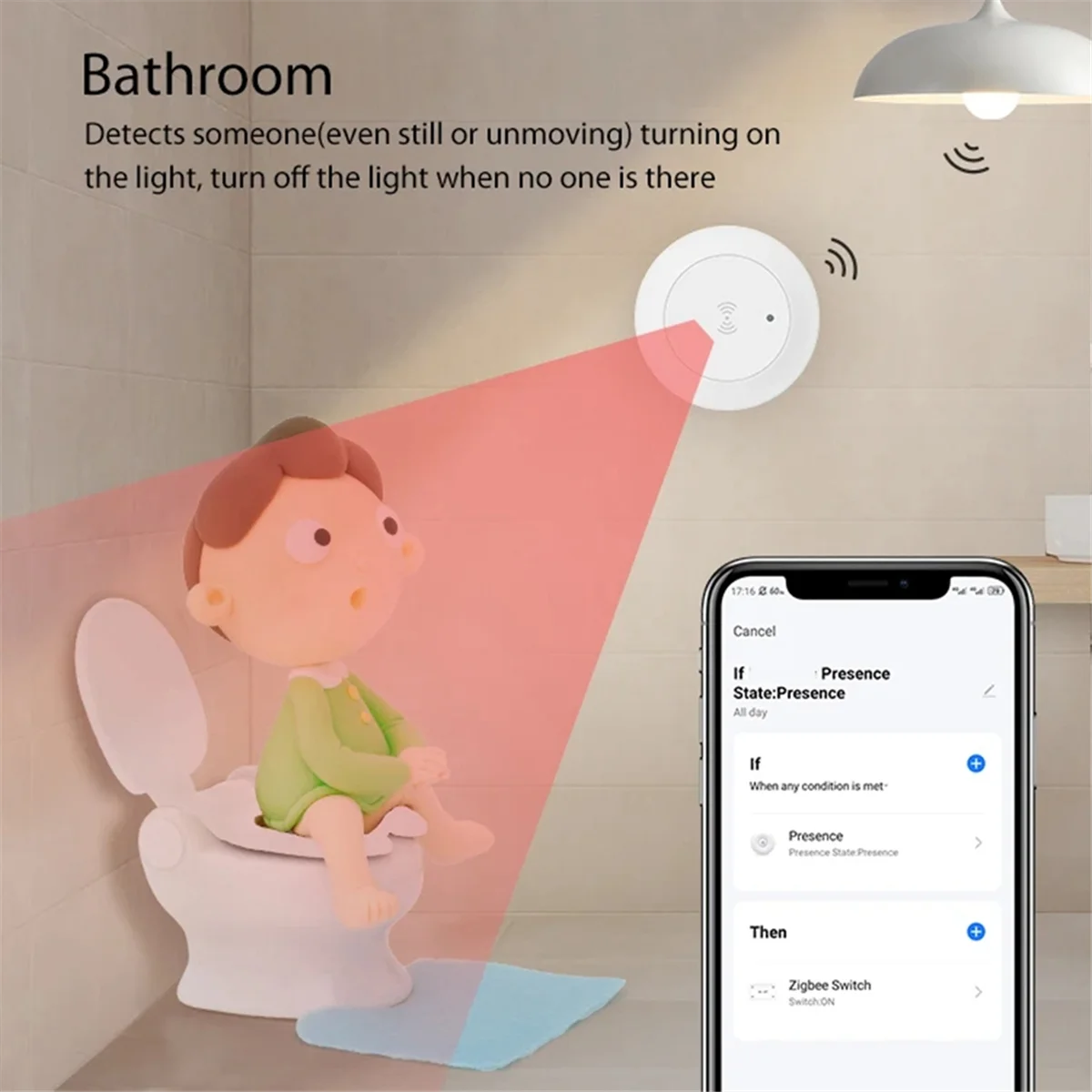 Tuya ZigBee 24G MmWave Radar Smart Human Presence with Illumination Detector Support Light Switch 95-250V B