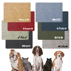 Custom Name Dog Food Mat Personalized Dog Cat Mat for Bowls Dog Bowl Mat Foldable Pet Feeding Mats Washable Pads for Dog Cats