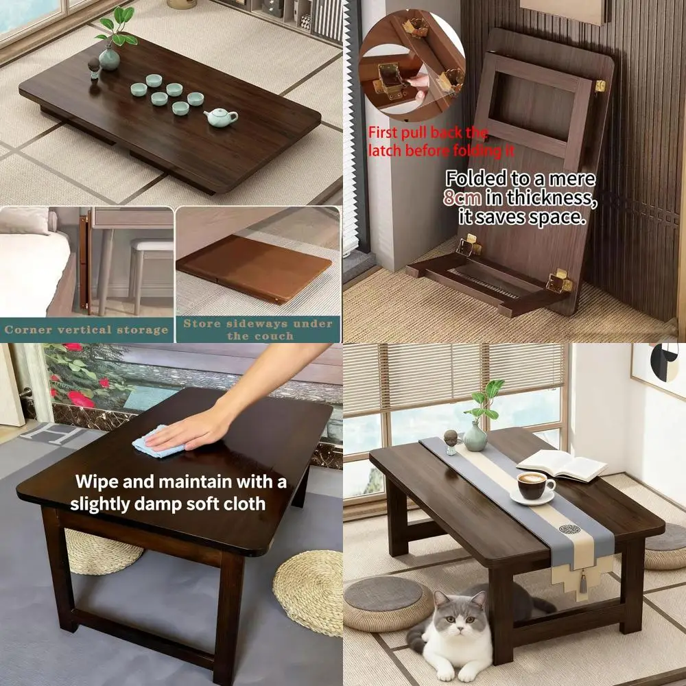 

Portable Bamboo Floor Table - Japanese Style Folding Coffee Table for Easy Storage, 39.4x19.7x13.8 inches