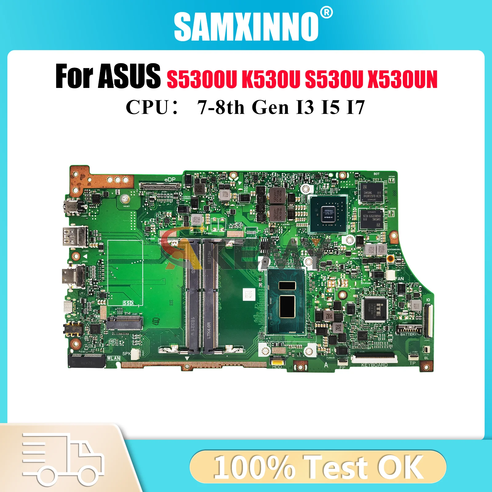 

X530UN Материнская плата для ноутбука ASUS VivoBook K530U S530U S5300U X530U X530UN Материнская плата для ноутбука с процессором I3 I5 I7 110% tests ОК