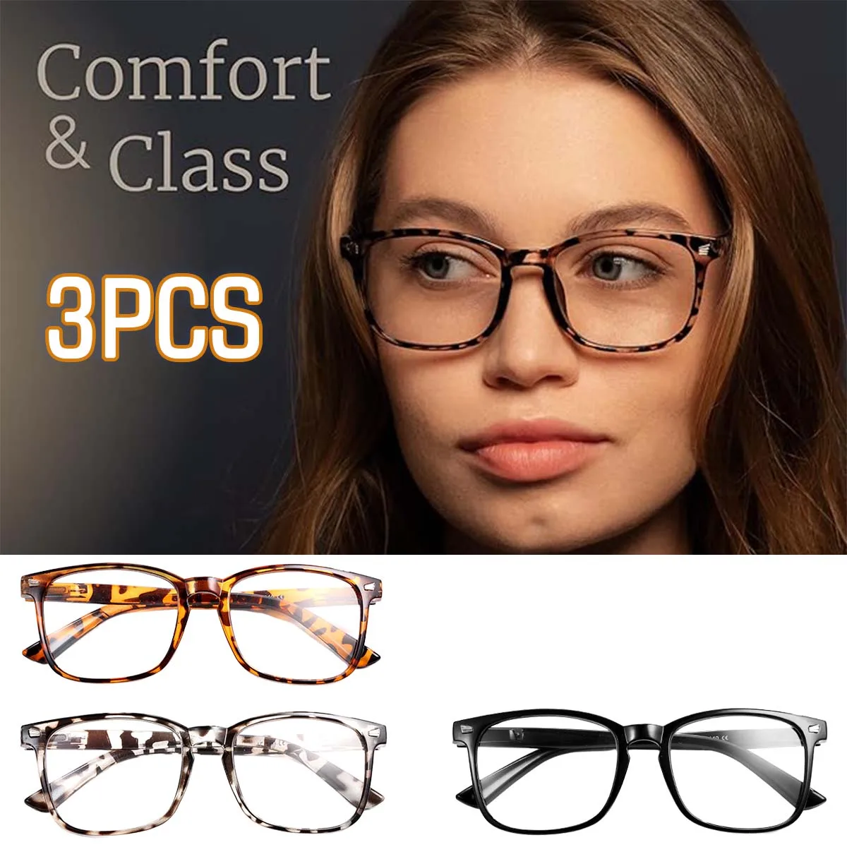 Klassische blaues Licht blockierende Brille, quadratische Computerbrille, Nerd-Brillengestell, Anti-Blue-Ray-Computerspiel + 1,0 bis + 3,0
