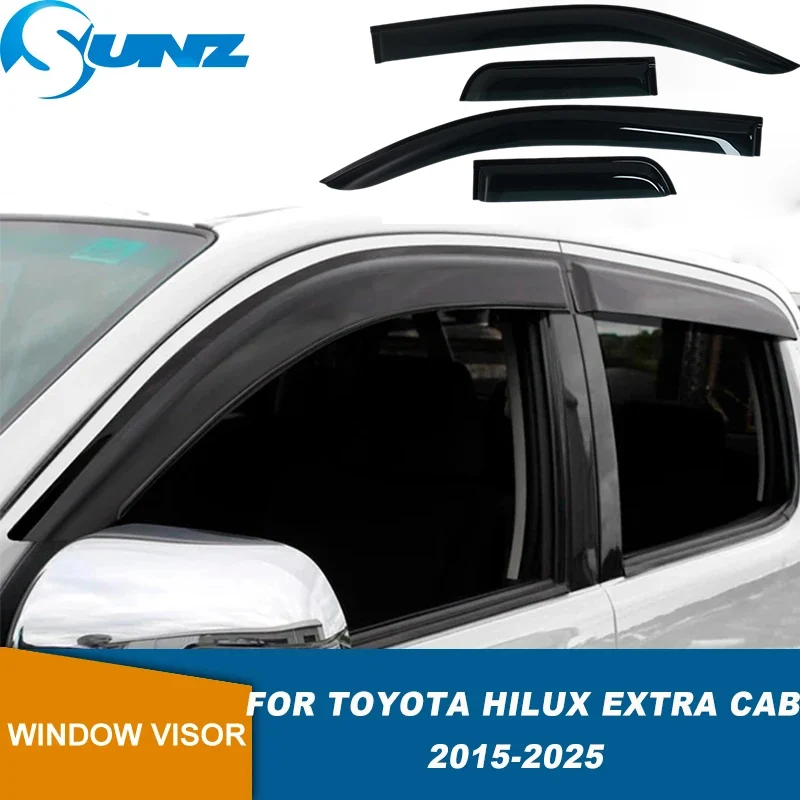 Side Window Visor For Toyota Hilux Revo SR5 Extra Cab 2015-2025 Car Wind Deflectors Window Sun Visor Weather Shields