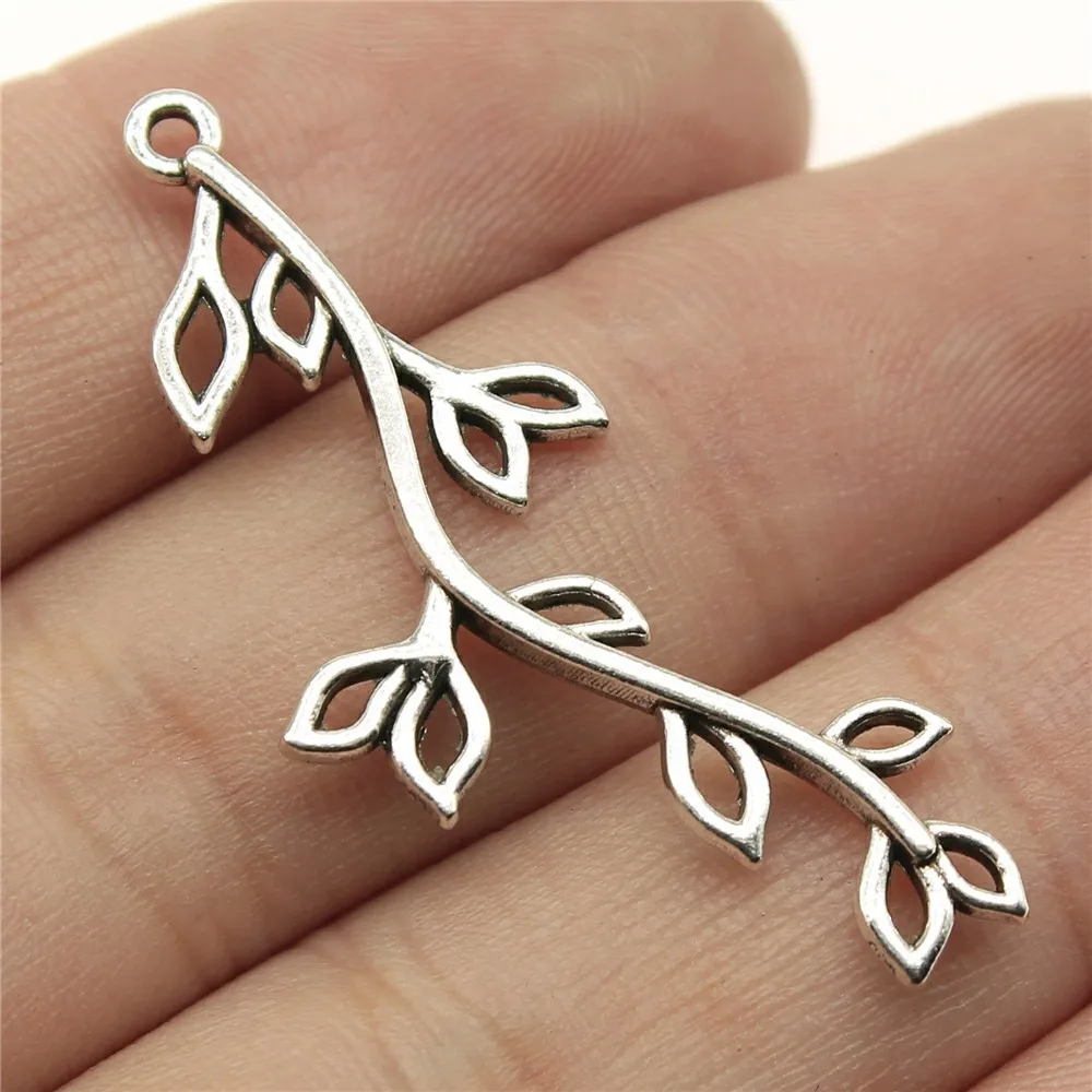 10 Uds. Conector de dijes de rama de árbol con rama de flor para hacer pendientes, collares, manualidades hechas a mano Diy