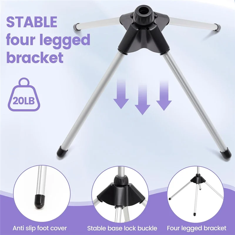 ABZV-verstellbarer Haartrocknerständer mit Stativ und Universalclip, 29-59 Zoll drehbarer Haartrocknerhalter, 360-Grad-Drehung