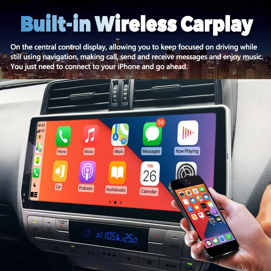 12.3Inch Car Android 12 Radio Screen For Toyota Prado 2021 2019 2020 CarPlay 2Din Autoradio GPS Stereo Multimedia Video Player