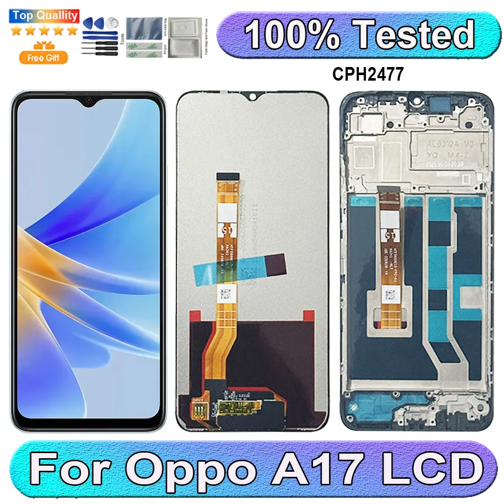 6.56''For Oppo A17 LCD Display Screen Touch Panel Digitizer Replacement Parts For Oppo A17 Screen With Frame CPH2477