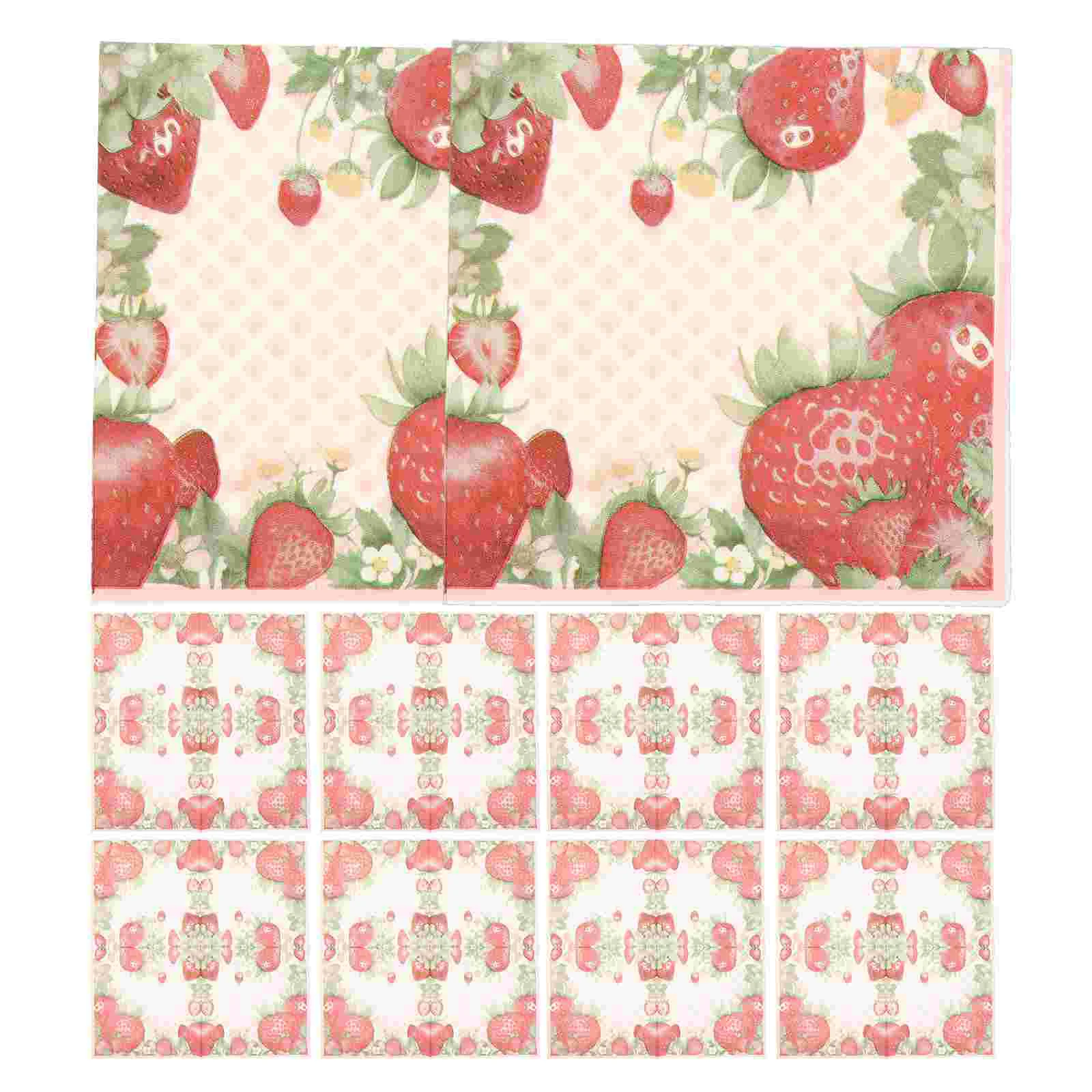 

20 Sheets Colorful Napkins Paper Dinner Decorative Tru Fru Strawberries Household Strawberry Printing Party Wood Pulp Table