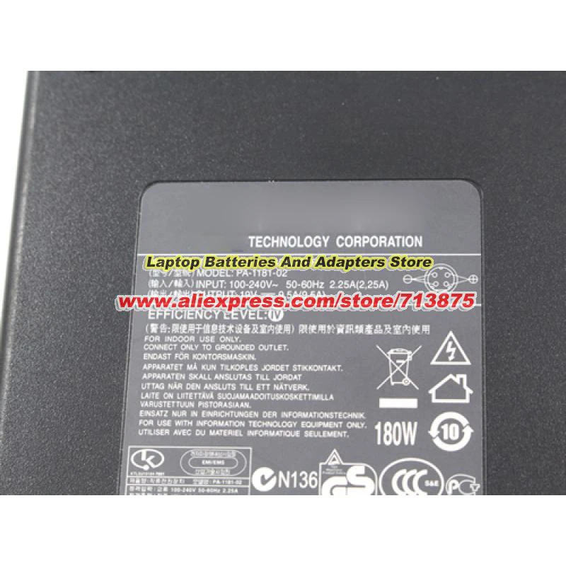PA-1181-02 AC Adapter 19V 9.5A 180W for MS-AC32 Power Adapter Round with 4 Pin tip Charger