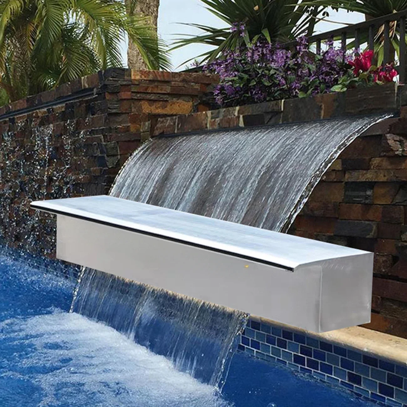 

Stainless steel 304 waterfall fountain outdoor wall water blade for swimming pool spillway for wall garden waterfall Nozzle