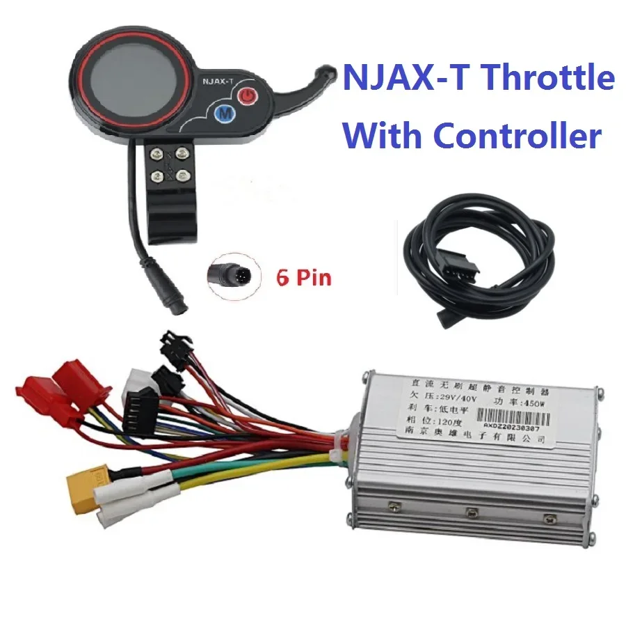 NJAX-T 6pin LED Display Throttle Instrument Display With Controller 36V 48V 450W Controller For Electric Scooter Accessories