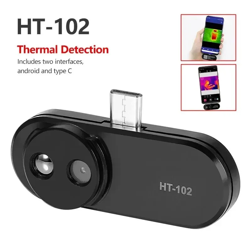 

HT-102 Thermometer Multifunction Meter Handheld Detection Mobile Phone Infrared Black High Thermal Imager for Android