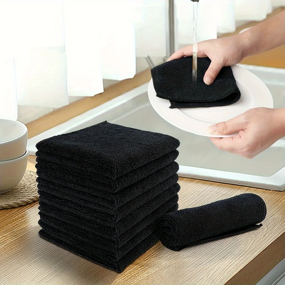 5pcs, Microfiber Cleaning Cloth, Dishcloth, Multifunctional Cleaning Towel, Household Wipe, Kitchen Bathroom Cleaning Towel, Dur