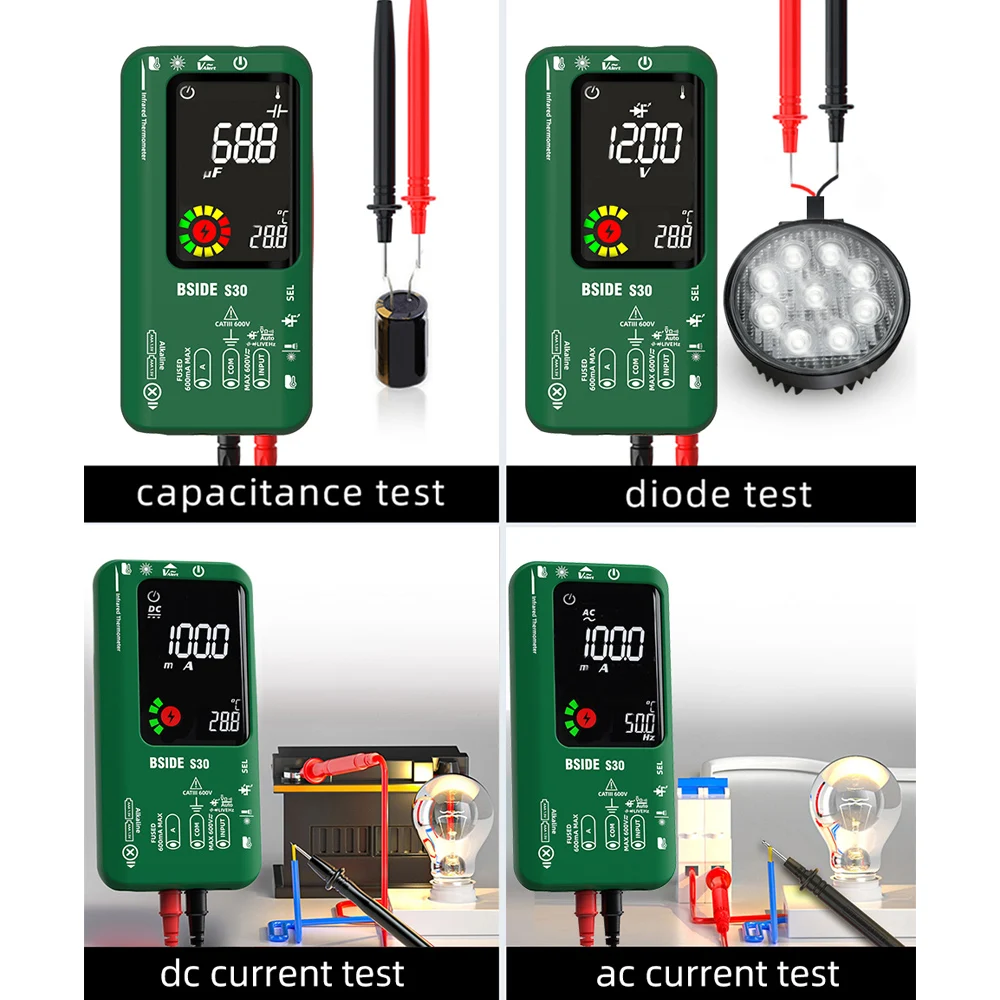 BSIDE S30 4 in1 multimetr cyfrowy termometr na podczerwień elektryczny analizator obwodu testowego detektor multimetr True RMS 9999 napięcia