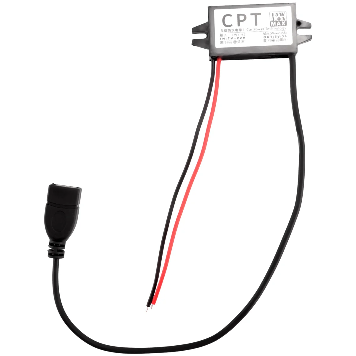 Convertidor de corriente para coche, convertidor de voltaje de cc 12V a 5V, 3A con conectores de adaptador USB único para carga de teléfono, Audio de coche