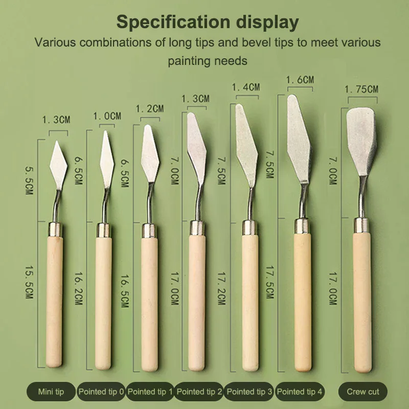 

7Pcs/Set Stainless Steel Oil Painting Knives Artist Crafts Spatula Palette Knife Oil Painting Mixing Knife Scraper Art Tools