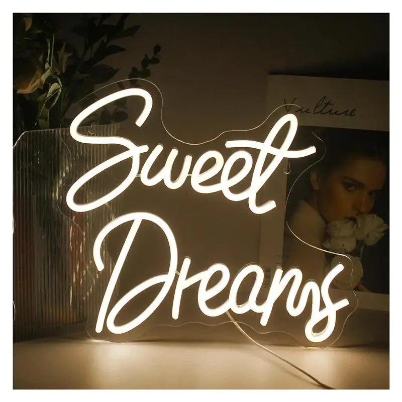Sweet Dreams Neon Sign Letter Light For Bedroom Room Wedding Party Bar Club Marriage Wall Decor Lamp USB Powered 38cm×32cm