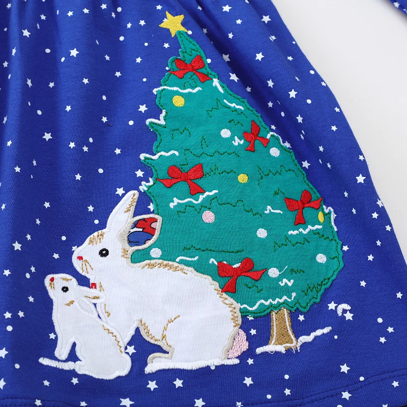 

Autumn New Long Sleeve Christmas Dress Santa Claus Embroidered Girls Dress