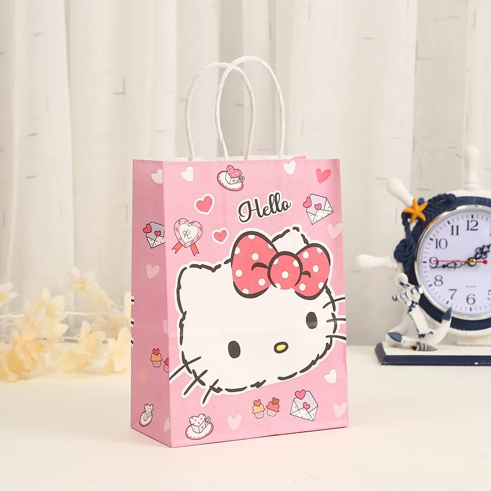 Sanrios Kuromi Cinnamoroll My Melody Kraft Paper Gift Bags  Anime Candy Box Cookie Package Handbag Birthday Party Supplies