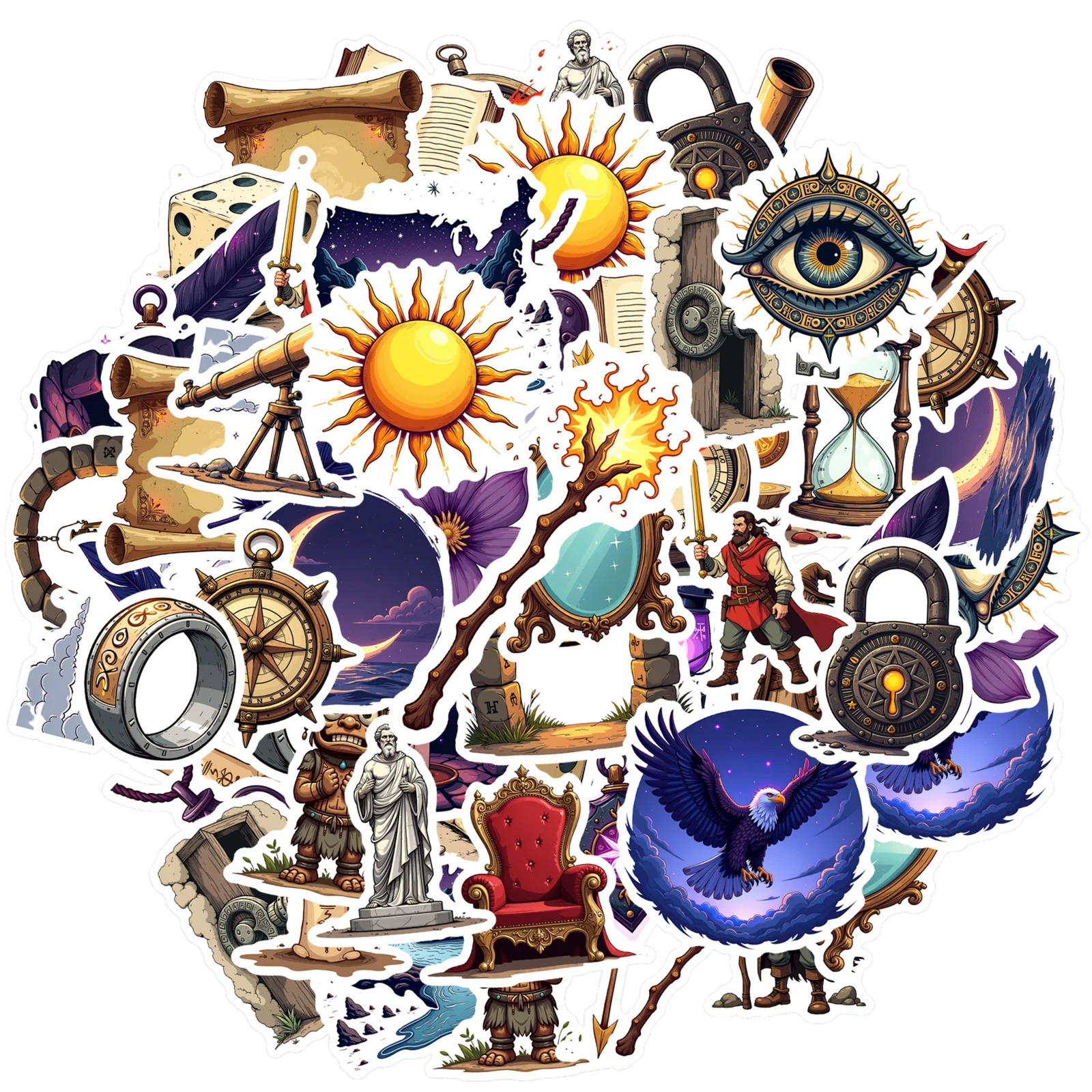 35pcs-100pcs Mystical Fantasy Decals Gothic Occult Stationery Stickers DIY Stickers For Laptop Luggage Phone