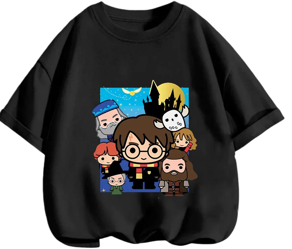 Lovely Cute Harry Potter Crew Neck Tee Summer All Match Casual Tops For Kids 3 14 Years Old view 3