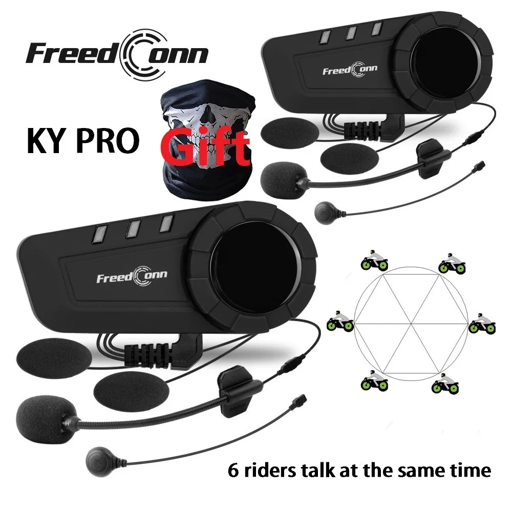 

Freedconn KY Pro Motorcycle Intercom Bluetooth Helmet Headset Motorbike 6 Riders 1000M Moto Group Waterproof Interphone