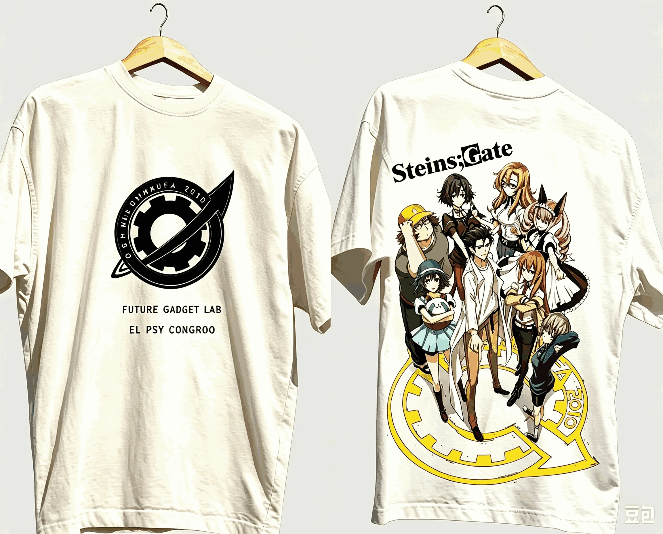 Steins Gate Unisex Casual Fashion T-shirt High Street Oversized Unisex T-shirt Streetwear Trendy Cotton high quality Sleeves tee