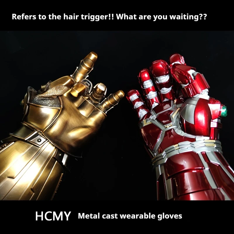 

1: 1hcmy Avengers 4 Iron Man Nano Unlimited Gloves Led Light Hulk Edition All Metal Wearable Thanos Ultimate Finger Ring