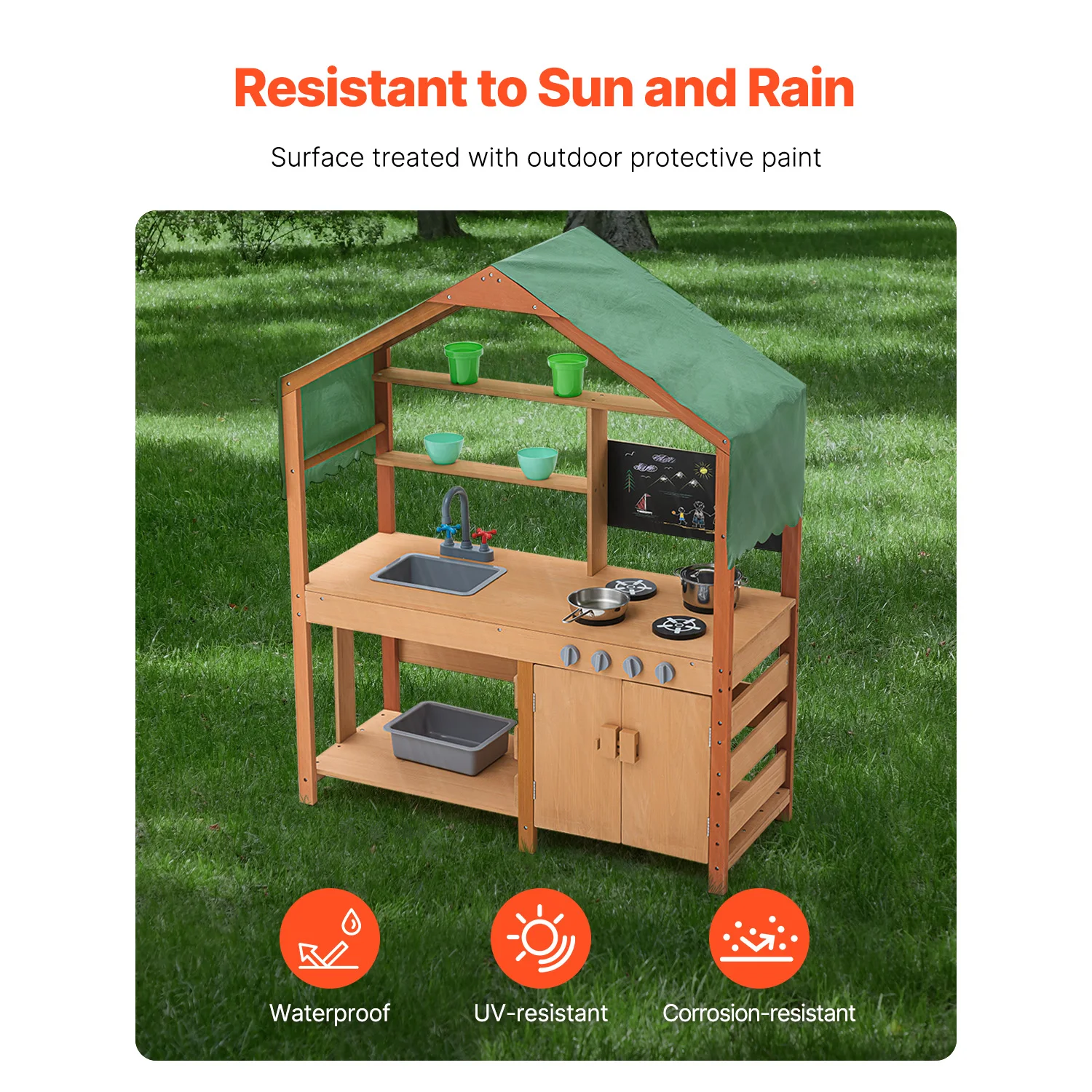 SucceBuy الطين تجهيزات المطابخ المطبخ لعب الاطفال في الهواء الطلق طفل بقالة مخزن Playset مع مواقد صنبور للأطفال هدايا عيد ميلاد