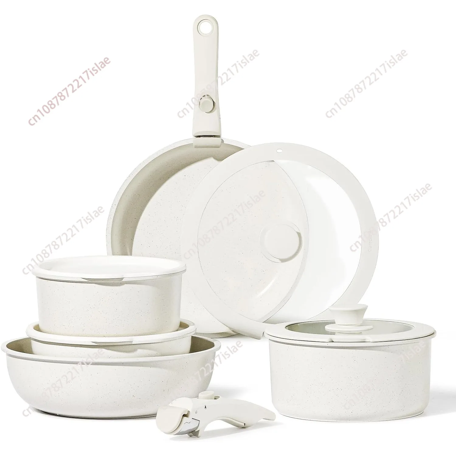 

11pcs Pots and Pans Set, Nonstick Cookware Sets Detachable Handle, Induction RV Kitchen Set Removable Handle, Oven Safe