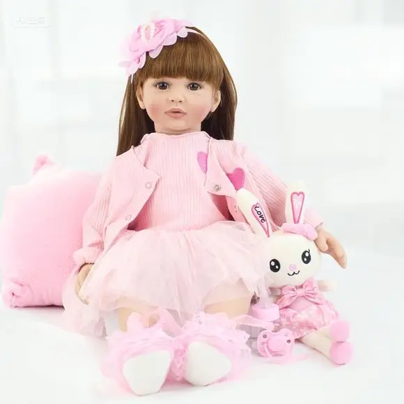 

Lifelike Toddler Baby Dolls ,24 inch Awake Realistic Newborn Baby Dolls,Handmade Cloth Body With long Hair