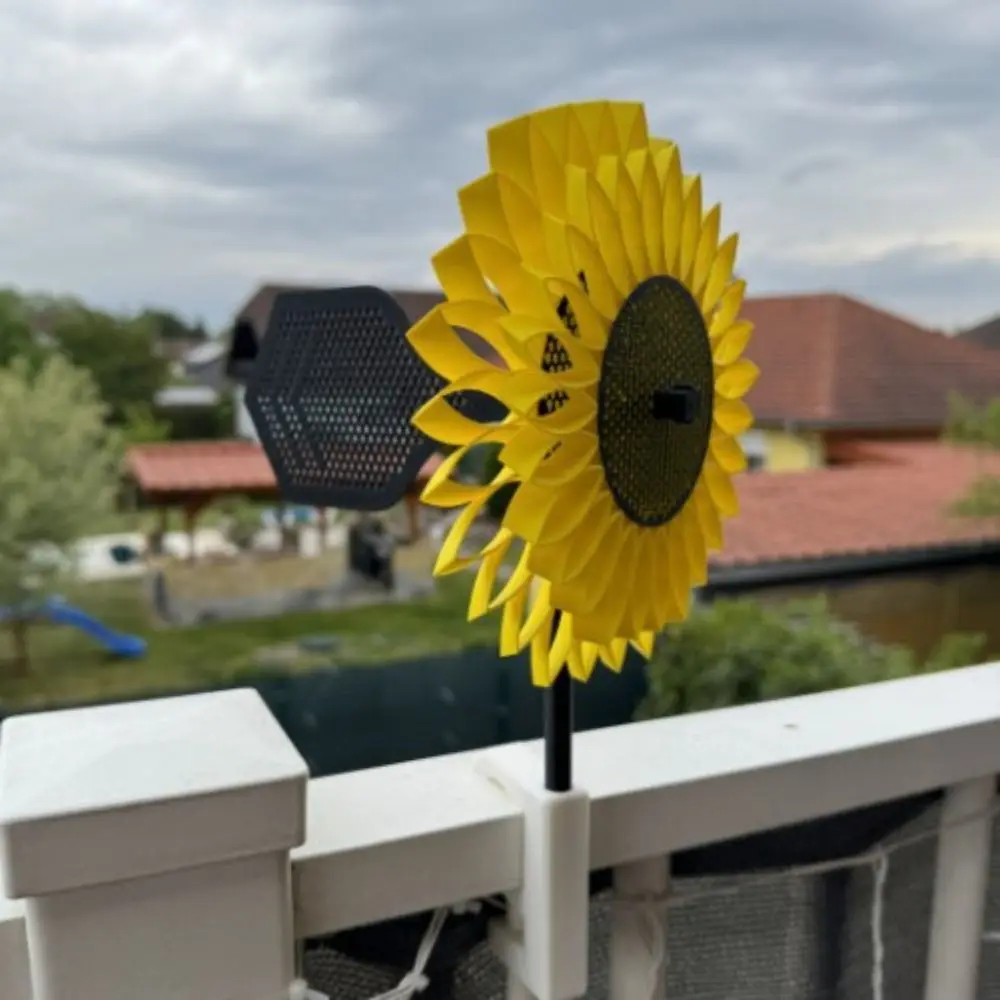 Rotierender Sonnenblumen-Windspinner, kein Widerstand, mit Pfählen, Narzisse-Windmühle, Ornament, manuelle Windmühle für den Außenbereich