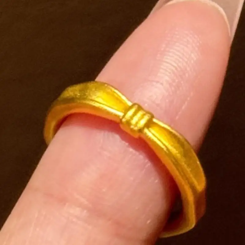 New in Matte bowknot rings for women  Antique Gold Craftsm Smooth Style Charms High Grade Simple ring Party Jewelry gift