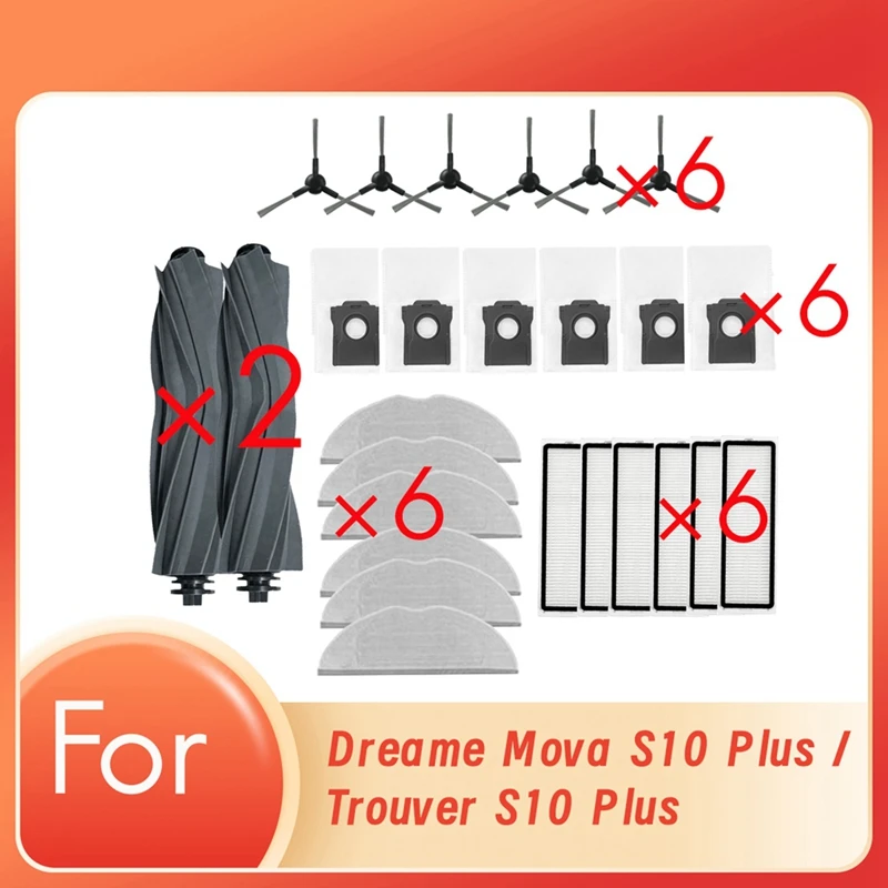

26 Pcs For Dreame Mova S10 Plus / Trouver S10 Plus Sweeping Robot Cleaner Parts Replacement Main Side Brush Mop Filter