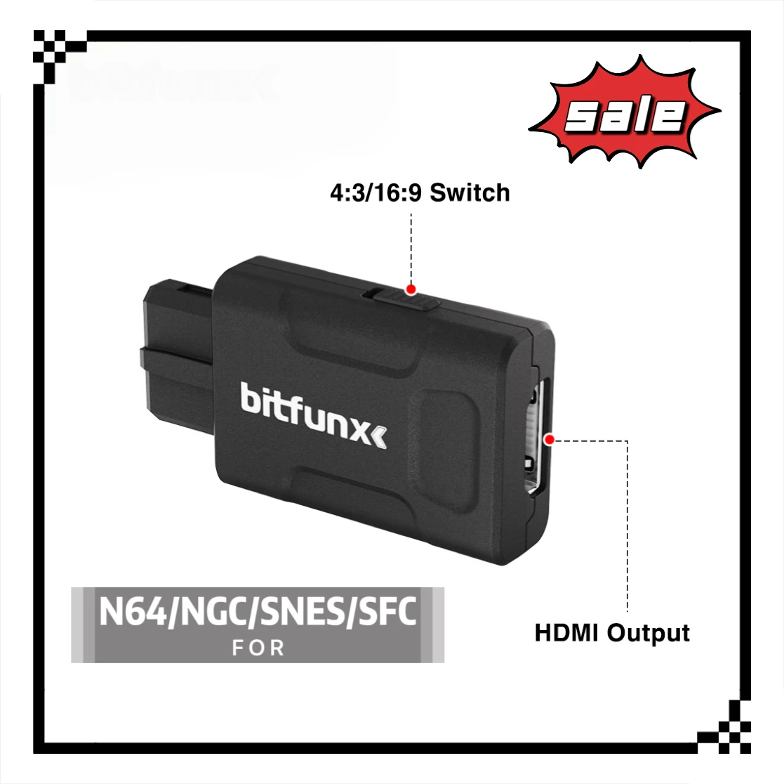 N64 미니 자동 감지 S-비디오 및 컴포지트 신호를 720P 1080P HDMI 어댑터로 변환 4:3/16:9 전환 N64/NGC/SNES/SFC 콘솔용