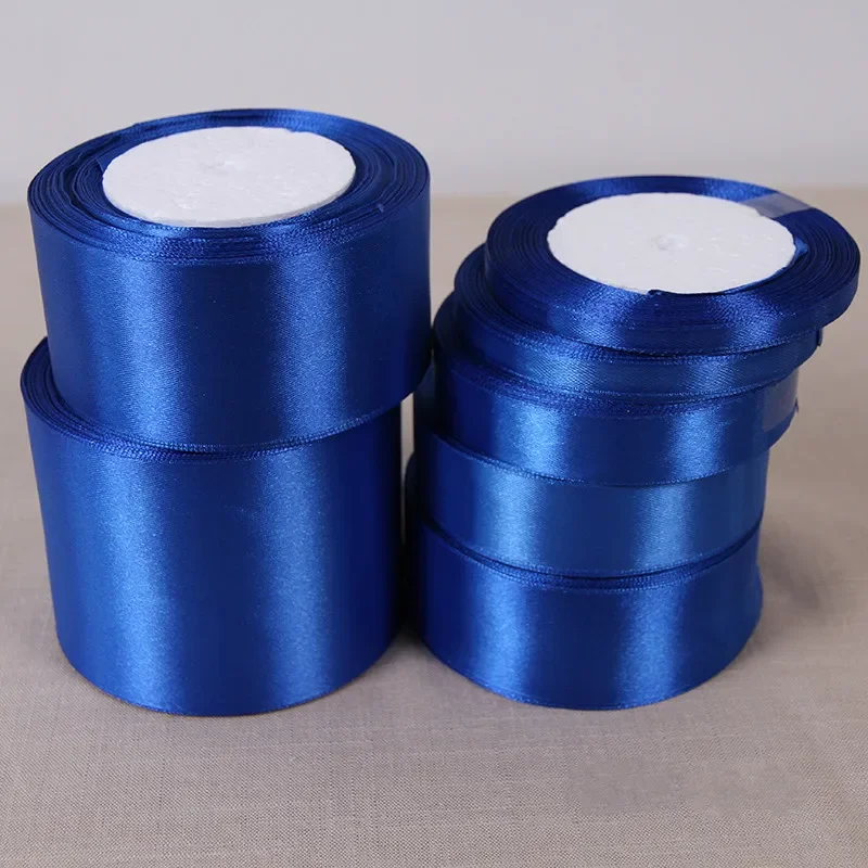 Cinta de satén de seda Azul Real, decoración de fiesta de boda, tarjeta de invitación hecha a mano, embalaje de regalo, 6/10/15/20/25/38/50mm, 25 yardas/rollo
