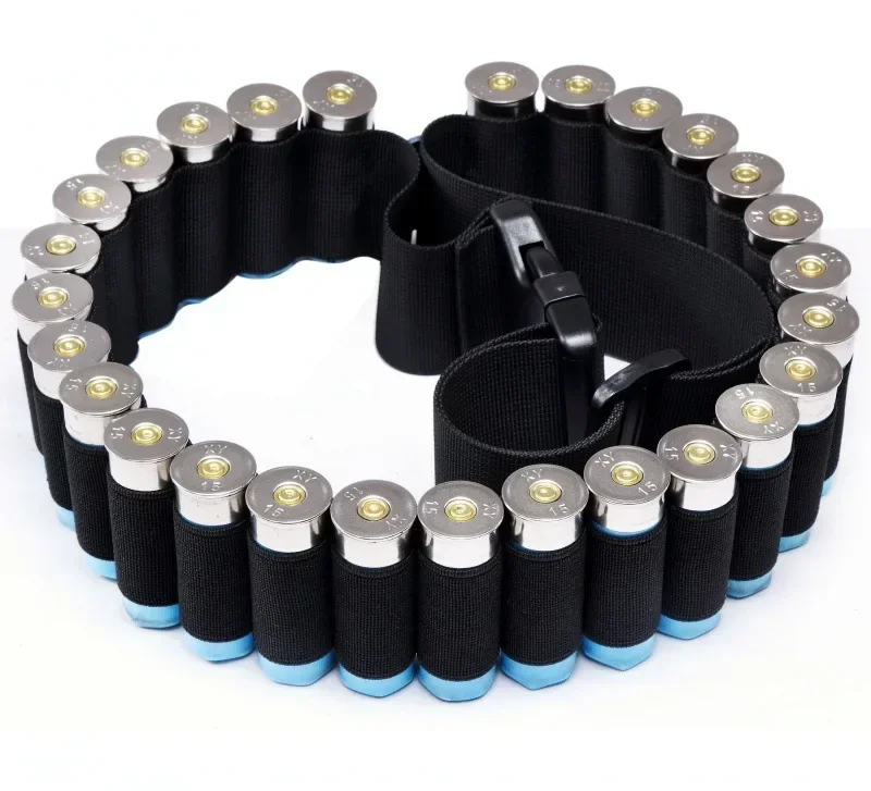 Cinturón ajustable para cartucho de escopeta de calibre 12 con 27 compartimentos, cinturón táctico para caza al aire libre