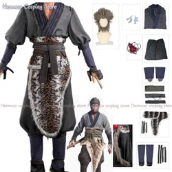 Black Myth Wukong Handsome Uniform Wig The Destined One Adults Game Cosplay Costume Halloween Wukong Fancy Stage Suit Tail Props