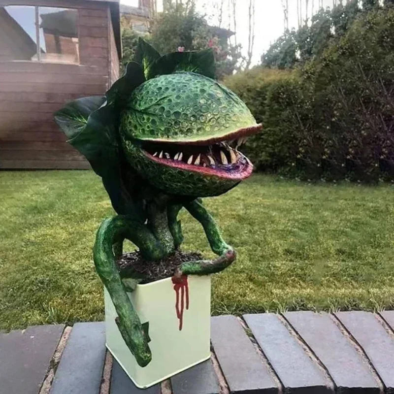 "Arte em resina de planta carnívora ecológica – perfeita para decoração de horror e jardim de Halloween"