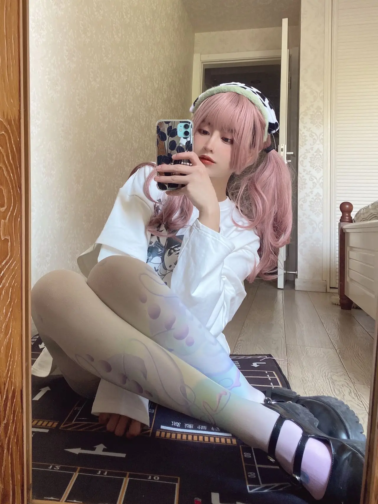 Lolita Style Sexy Tights Leggings for Women Sweet Printed Female Spring Autumn Hosiery Japanese Style White Stockings for Lady