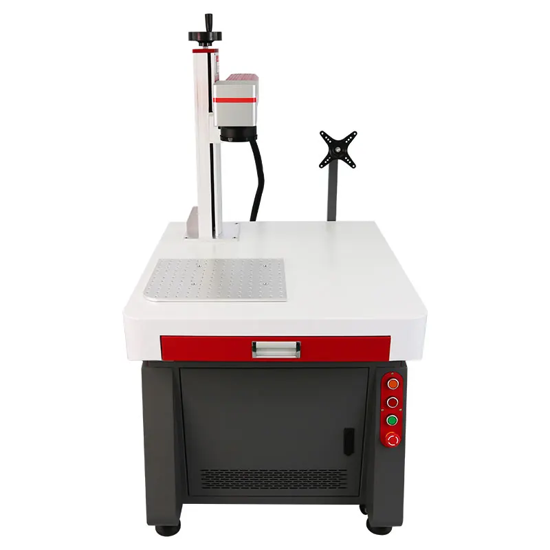 Fiber Laser Marking Machine Raycus 20W 30W 50W Cabinet Stand with Rotary Axis Metal Engraving Machine for Jewelry Cut