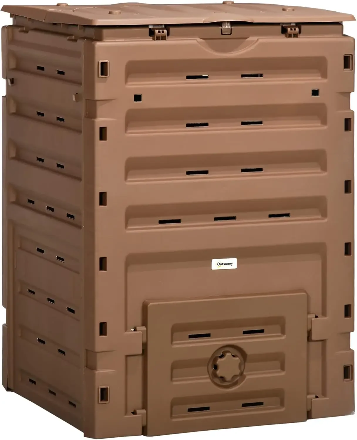 Garden Compost Bin, 120 Gallon (450L) Garden Composter, BPA Free, with 80 Vents and 2 Sliding Doors, Lightweight & Sturdy