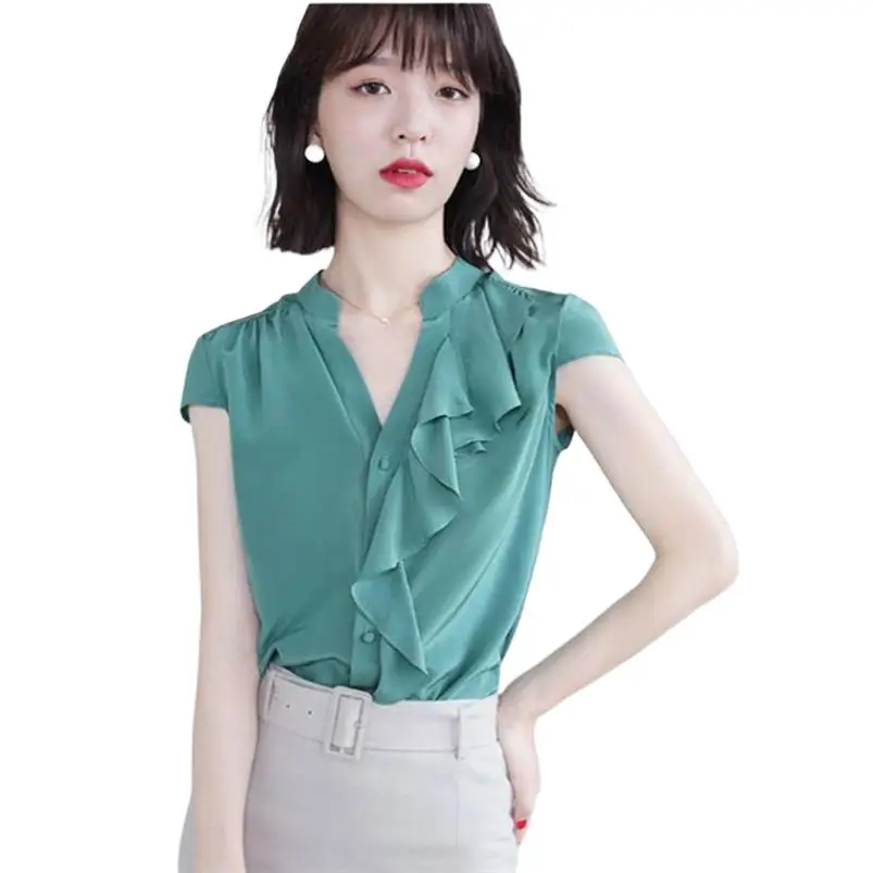 Shirt Satin Blouse for Women Femme Chic Young Style T-Shirt Female Solid Silk Satin Tops Women Roupas Femininas blusas top mujer