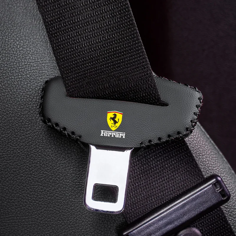 Funda de cuero con hebilla para cinturón de seguridad de asiento de coche, decoración Interior para Ferrari 308 GT4 328 GTB GTS F355 360 Modena F430 458ltalia 488