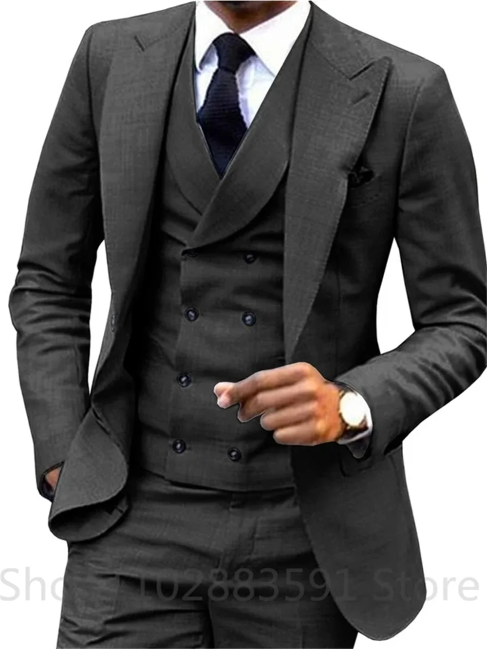 3 Piece Men Wedding Suit Prom Dress  Jacket+Pants+Vest Business Men Suit Set Slim Fit Groom Tuxedo Male Blazer British Style