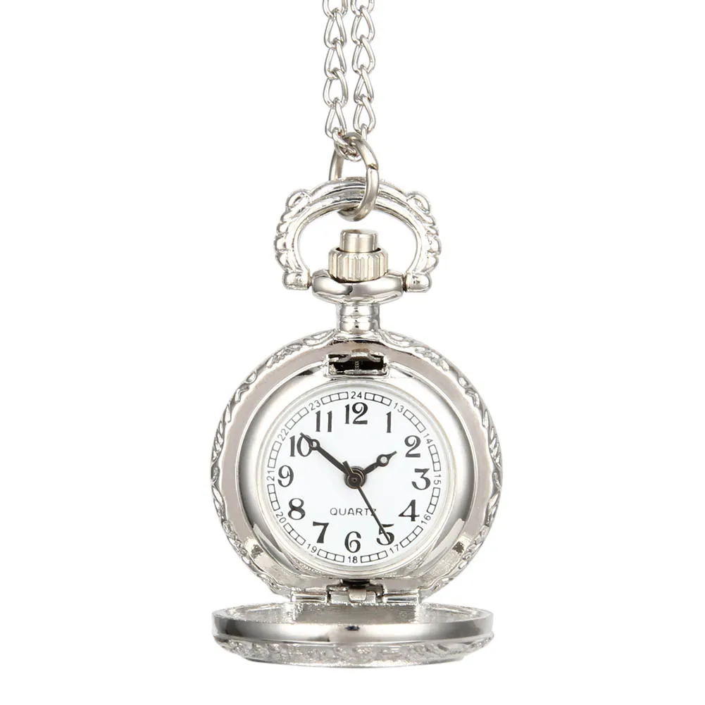 Fashion Vintage  Alloy  Number Dual Time Display Clock Necklace Chain Watches Birthday Gifts