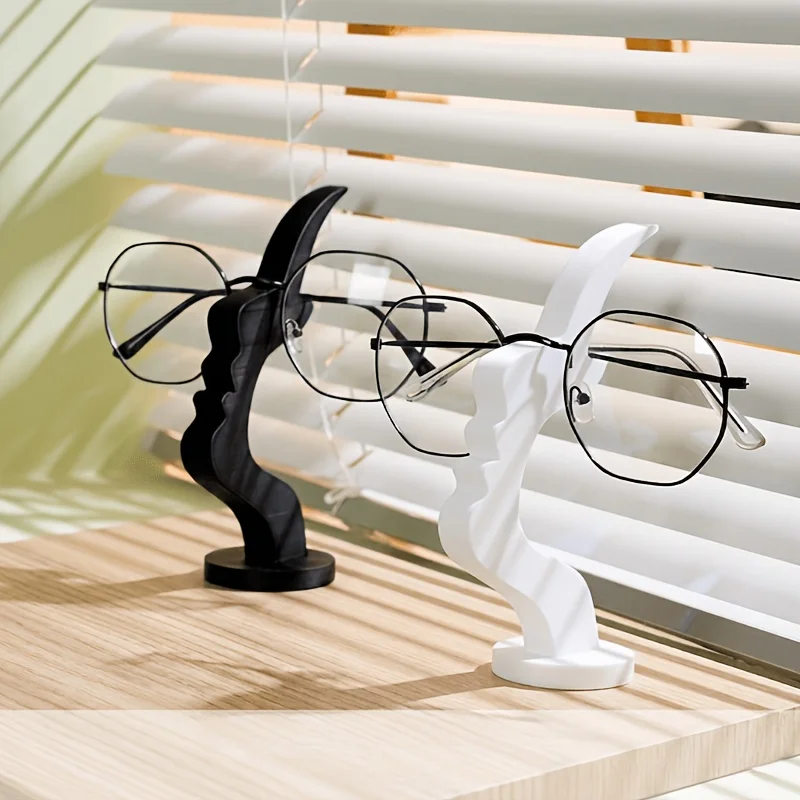 1-Piece Eyeglass Stand, Modern Curved Eyeglass Holder, Elegant Side-Mounted Eyeglass Stand - Minimalist Black Design, Desktop or Bedside Table Eyeglass Case Protector, Desktop Eyeglass Stand, Perfect for Living Room, Bedroom, Office