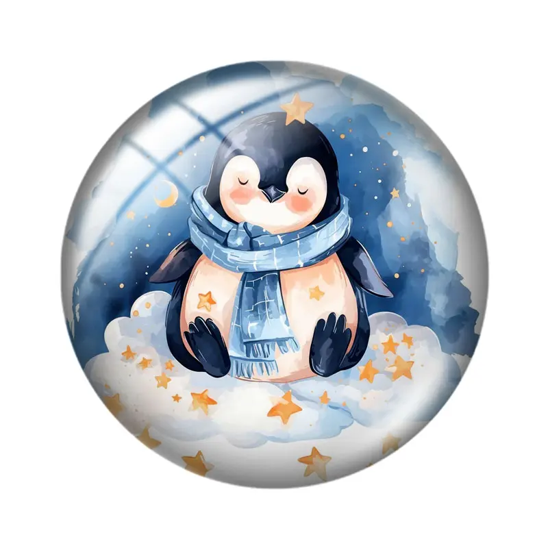 طفل البطريق Clipart حزمة 10p 12 مللي متر/18 مللي متر/20 مللي متر/25 مللي متر صورة مستديرة الزجاج كابوشون ظهر مسطح صنع النتائج مجوهرات #5